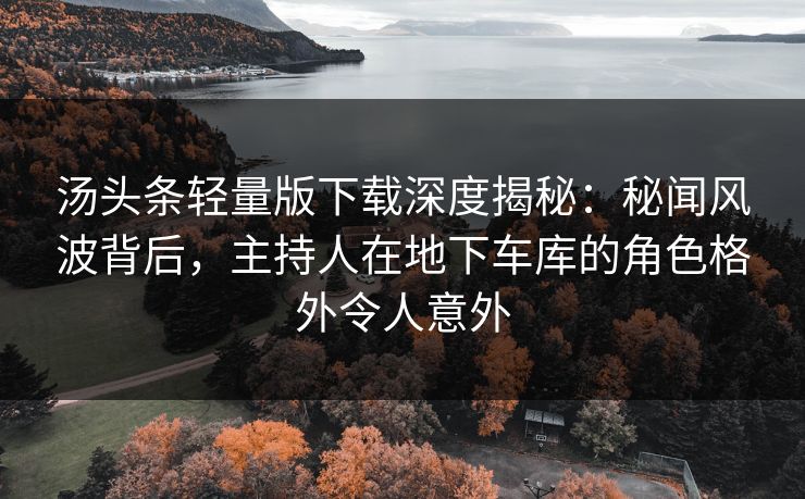 汤头条轻量版下载深度揭秘：秘闻风波背后，主持人在地下车库的角色格外令人意外